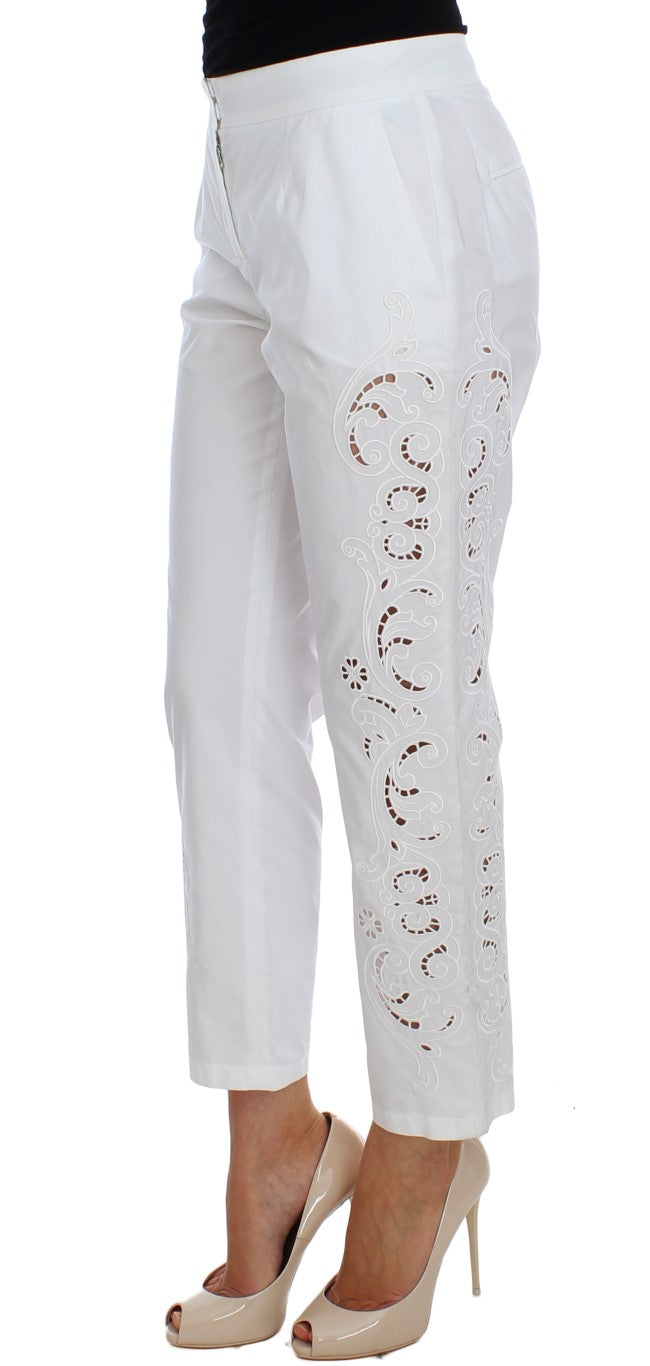 Dolce &amp; Gabbana Robe blanche à découpes florales Pantalon Sicile