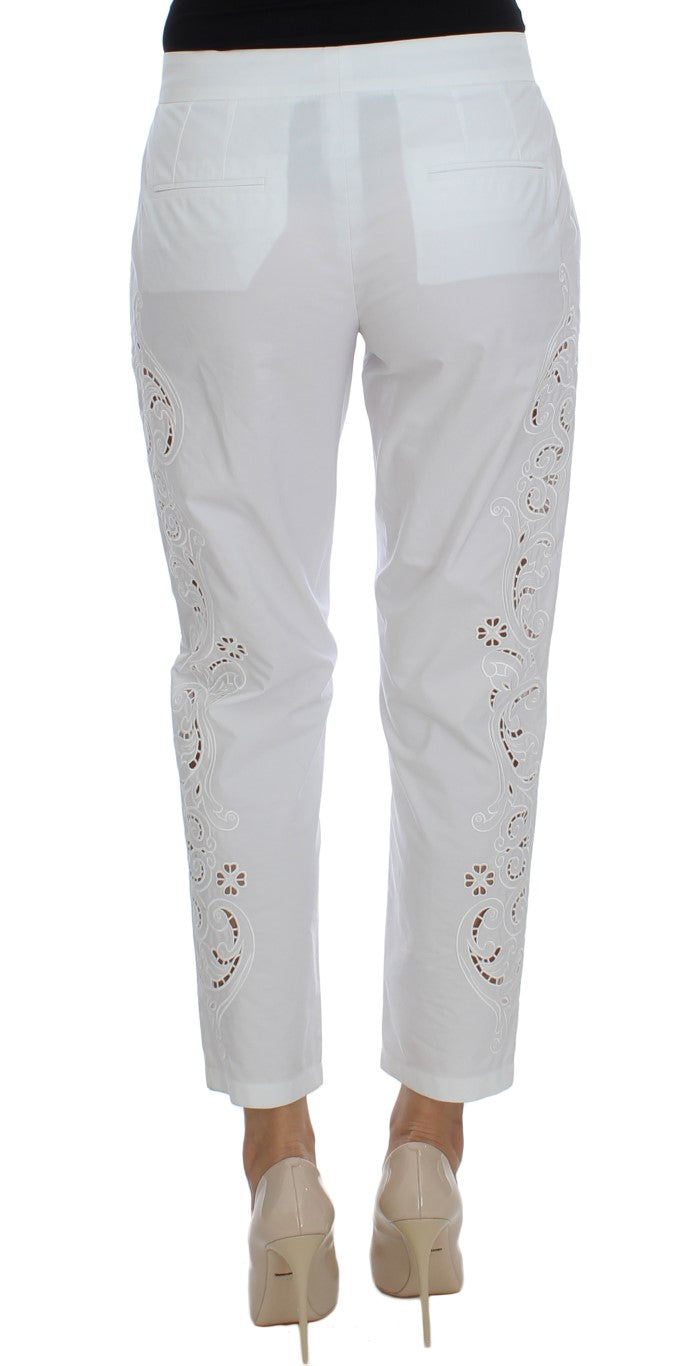 Dolce &amp; Gabbana Robe blanche à découpes florales Pantalon Sicile