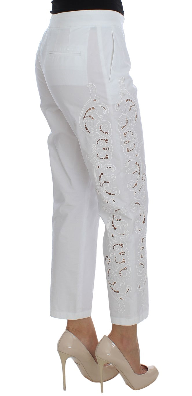 Dolce &amp; Gabbana Robe blanche à découpes florales Pantalon Sicile