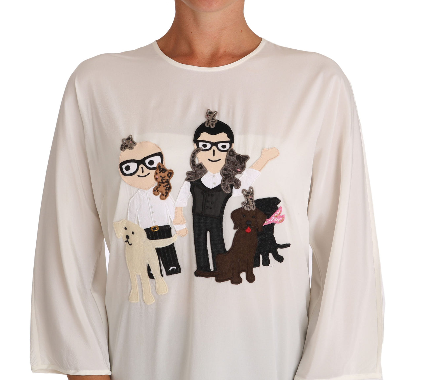 Dolce &amp; Gabbana T-shirt chemisier en soie blanche #dgfamily