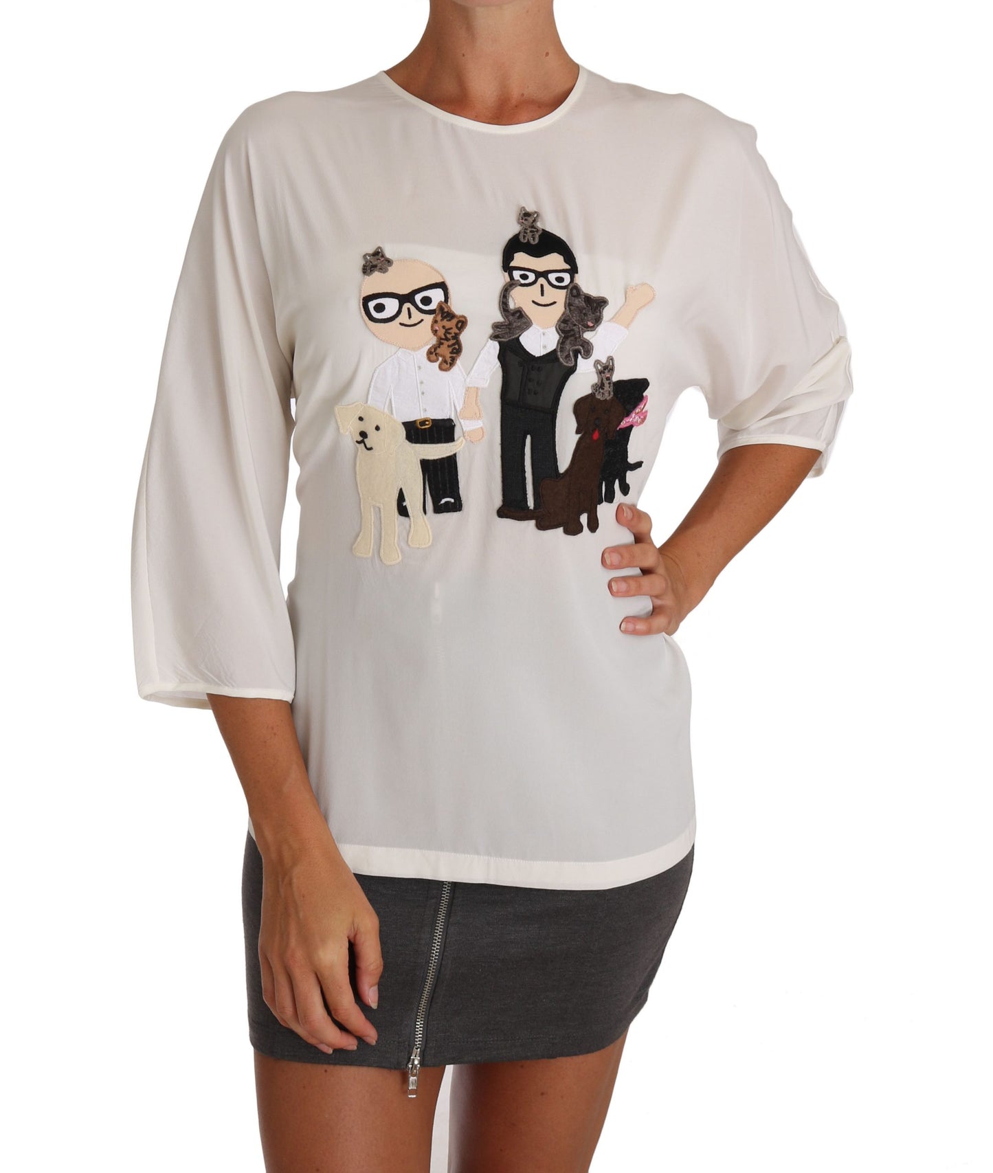 Dolce &amp; Gabbana T-shirt chemisier en soie blanche #dgfamily