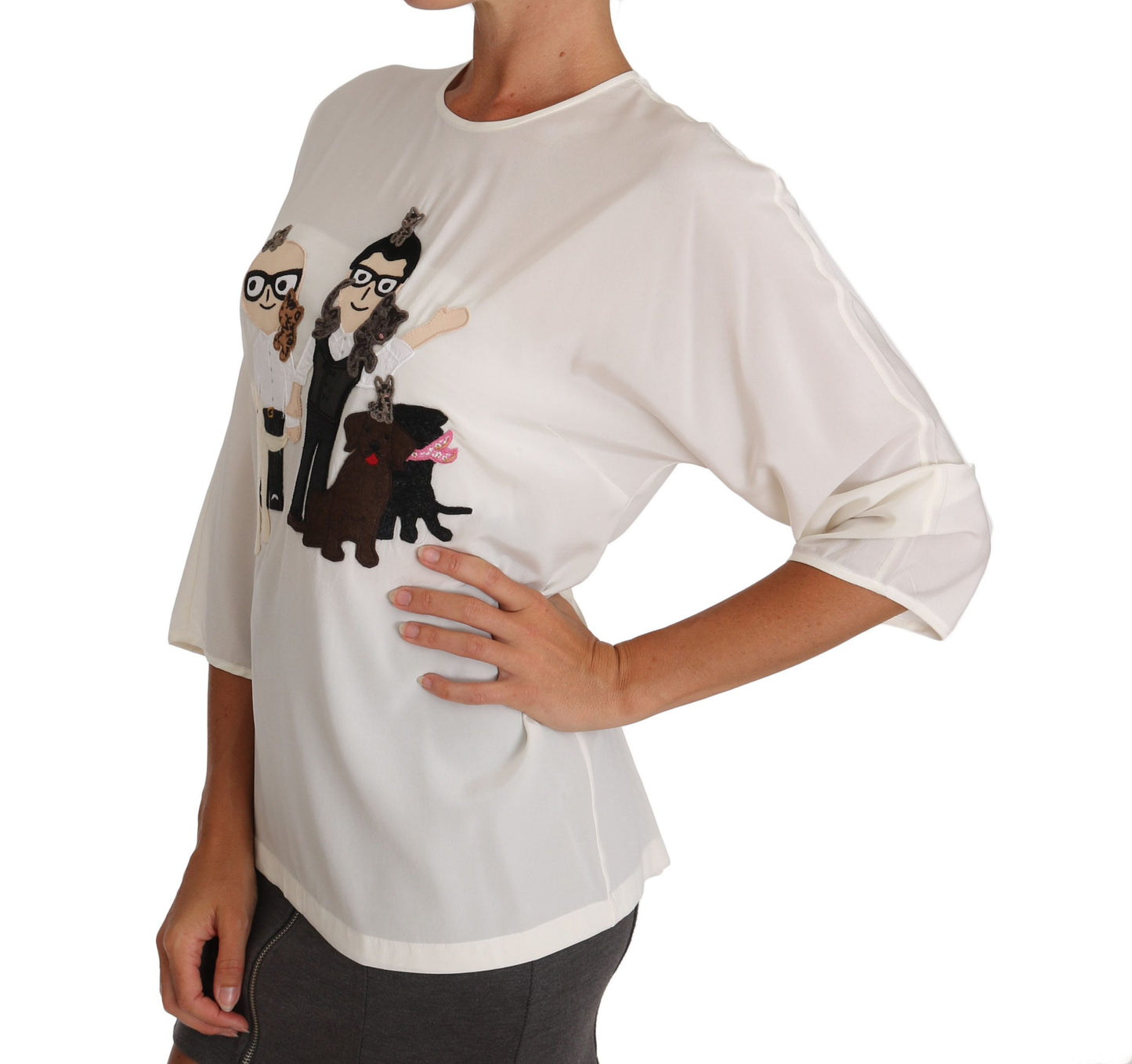 Dolce &amp; Gabbana T-shirt chemisier en soie blanche #dgfamily