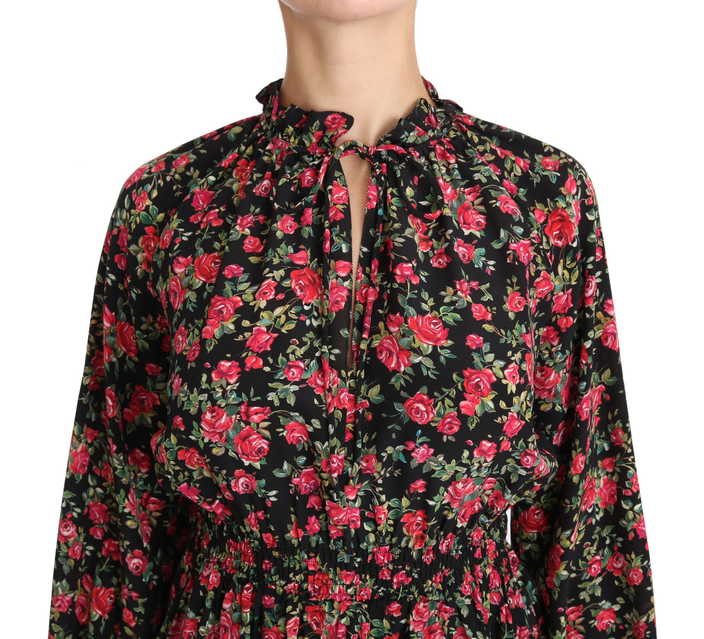 Dolce &amp; Gabbana Schwarze Bluse mit Blumenmuster und Blumenmuster