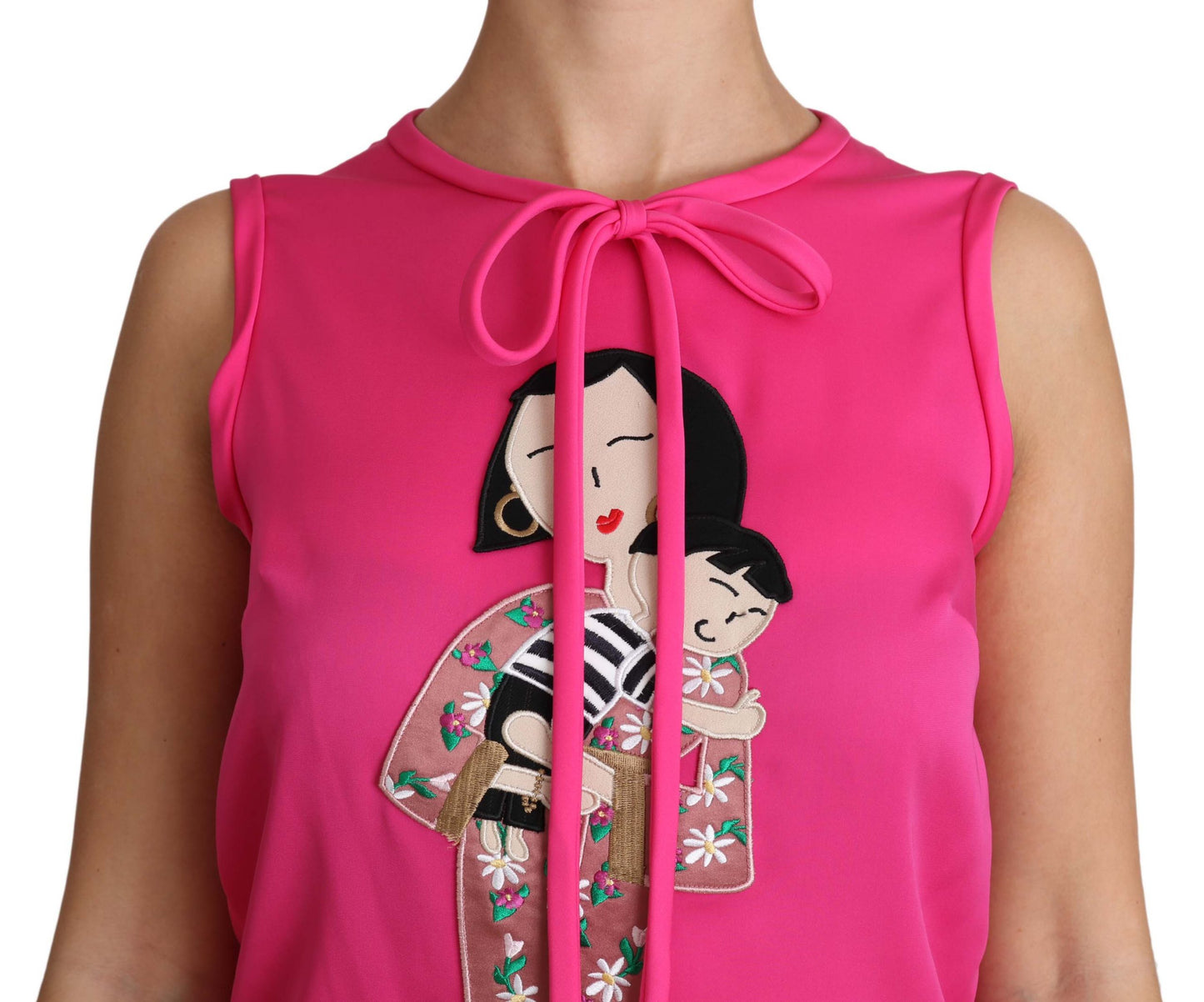 Dolce &amp; Gabbana Pink Family Débardeur en soie Mama Blouse Top Shirt