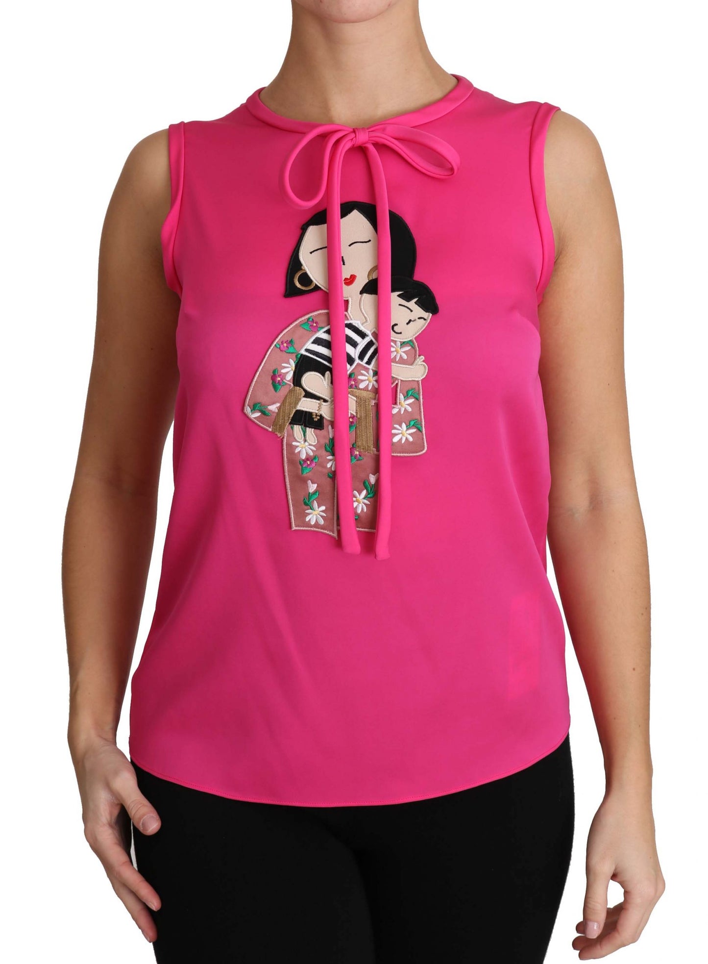 Dolce &amp; Gabbana Pink Family Seiden-Tanktop mit Mama-Bluse