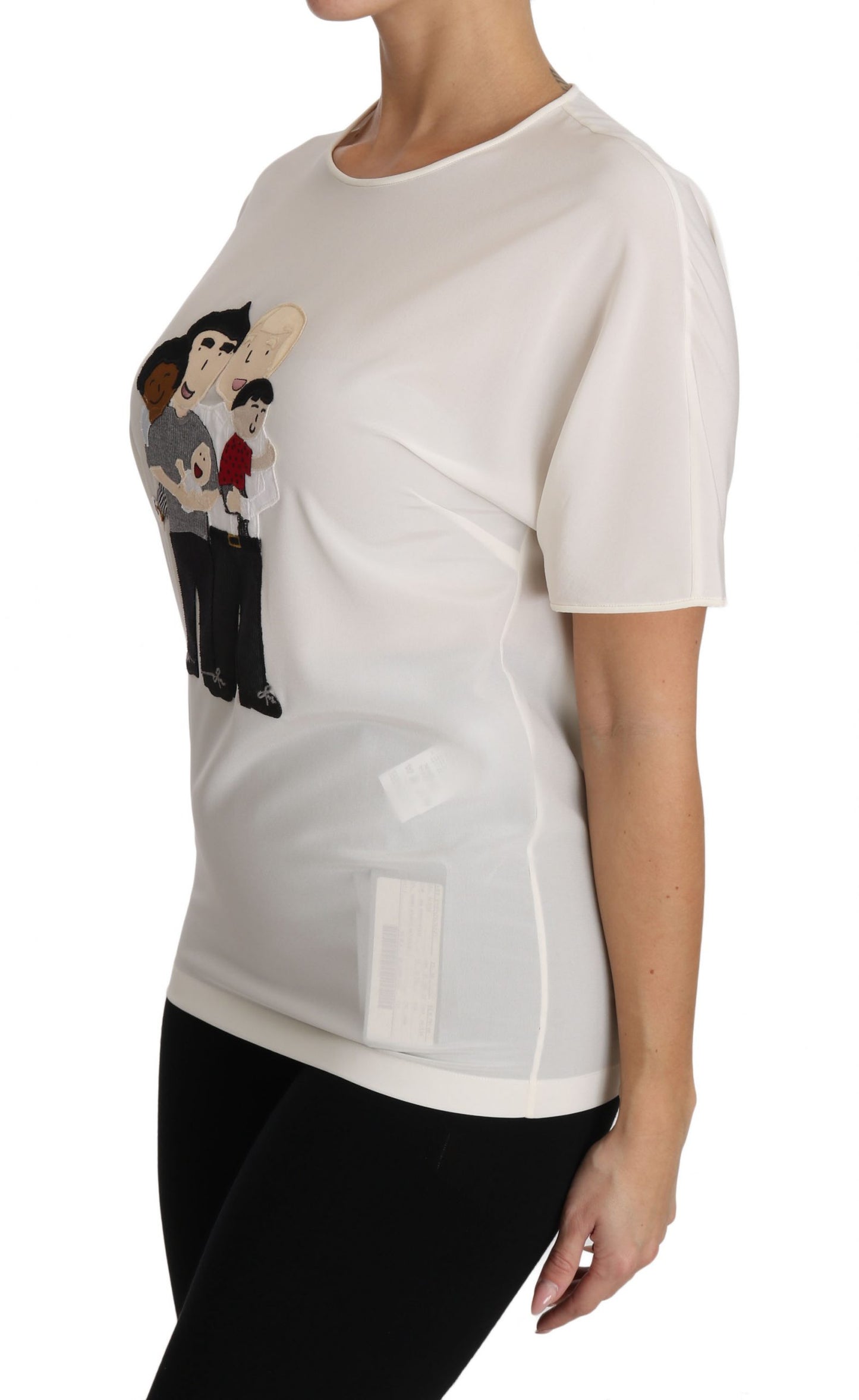 Dolce &amp; Gabbana T-shirt extensible en soie blanche #dgfamily