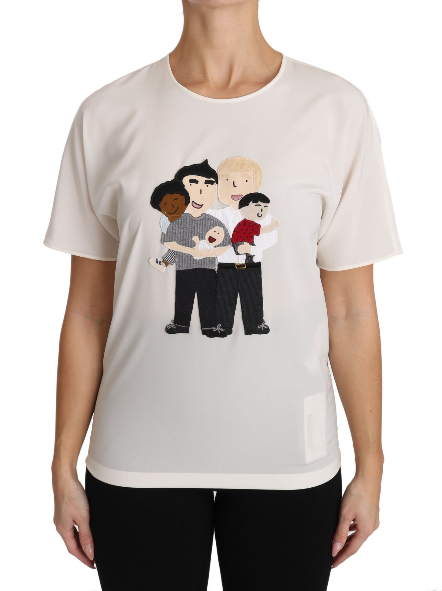 Dolce &amp; Gabbana Weißes #dgfamily-T-Shirt aus Seidenstretch