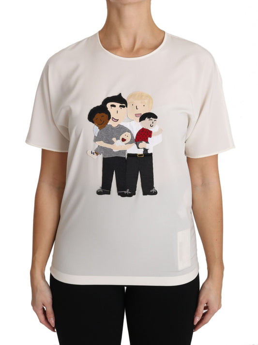 Dolce &amp; Gabbana T-shirt extensible en soie blanche #dgfamily