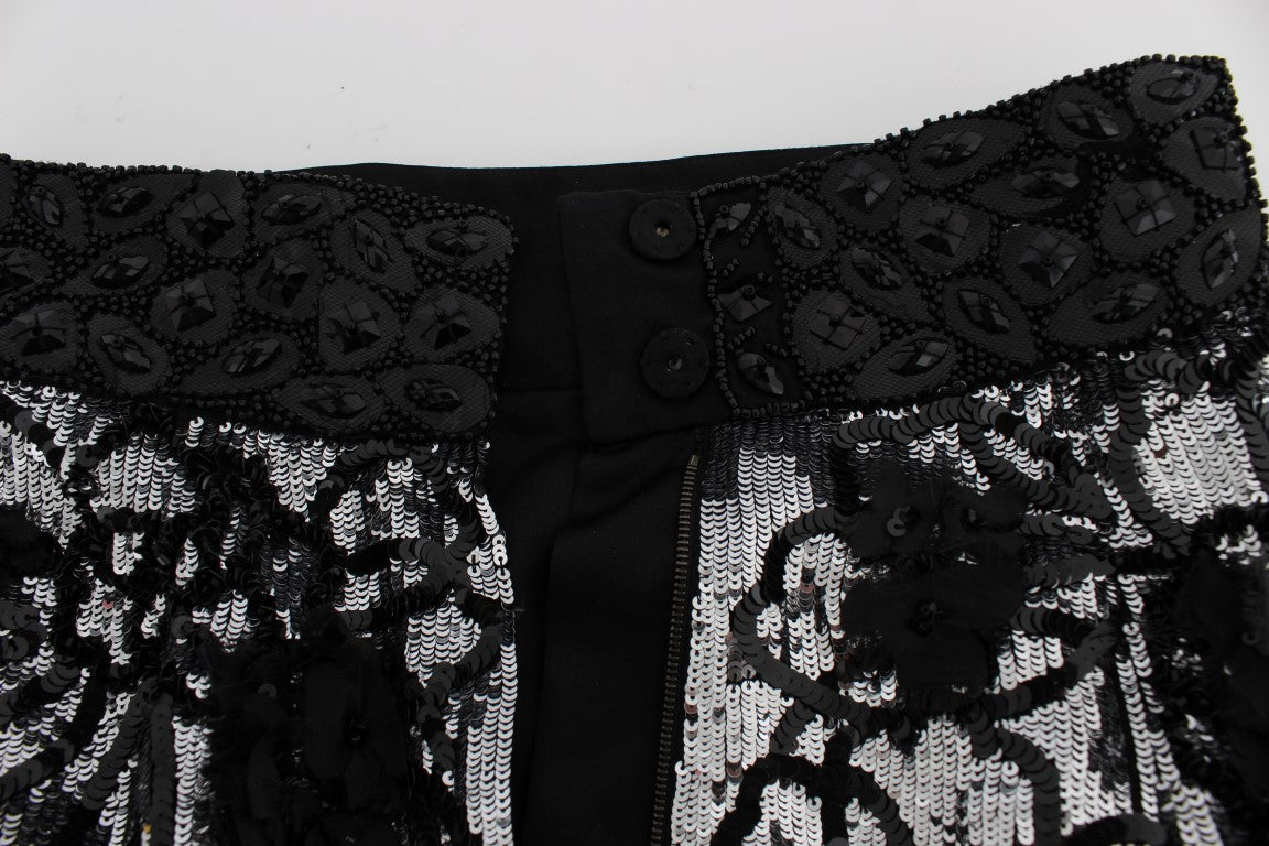 Dolce &amp; Gabbana Schwarze Mini-Shorts mit Kristallpailletten 