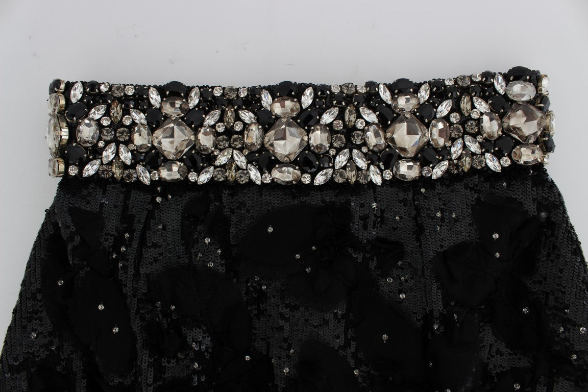 Dolce &amp; Gabbana Schwarze Mini-Shorts mit Kristallpailletten 