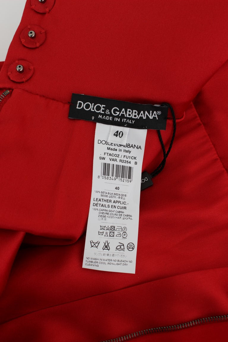 Dolce &amp; Gabbana Short Roses En Perles De Soie Rouge