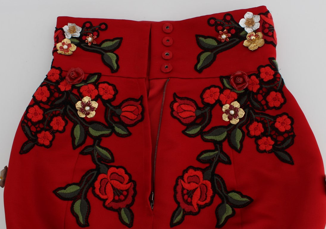 Dolce &amp; Gabbana Sizilien-Shorts mit roten Seidenrosen 