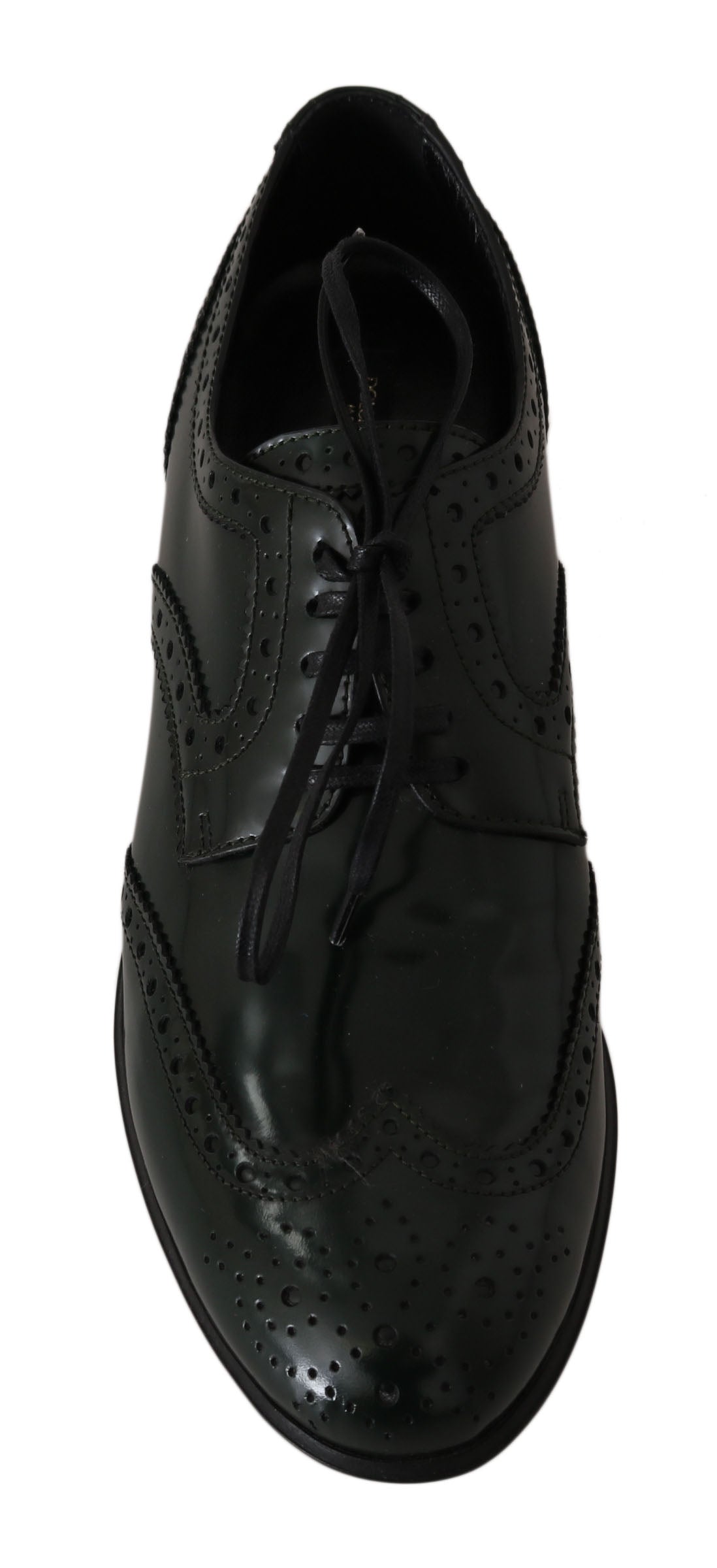 Dolce &amp; Gabbana Broque-Oxford-Wingtip-Schuhe aus grünem Leder