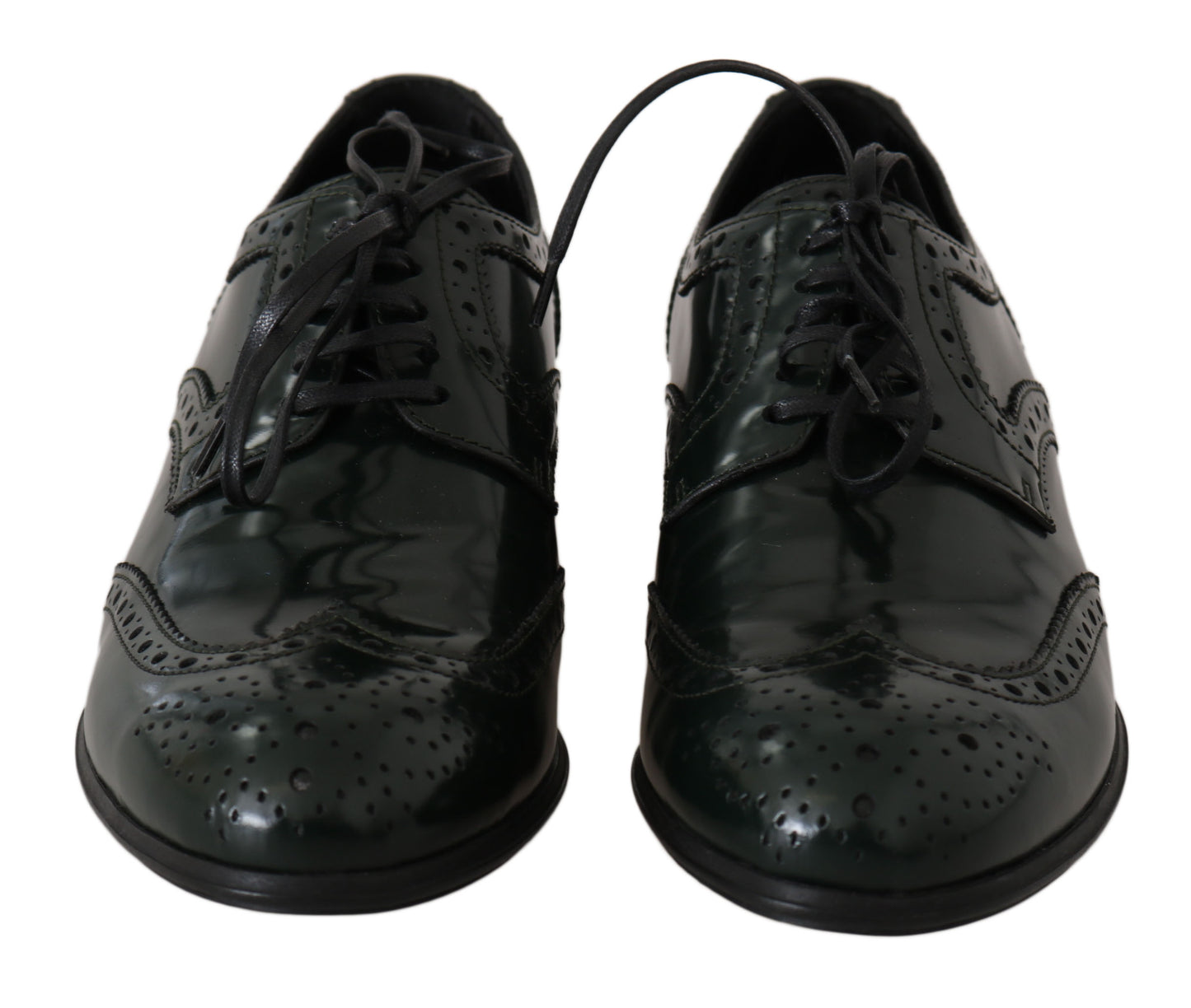 Dolce &amp; Gabbana Broque-Oxford-Wingtip-Schuhe aus grünem Leder