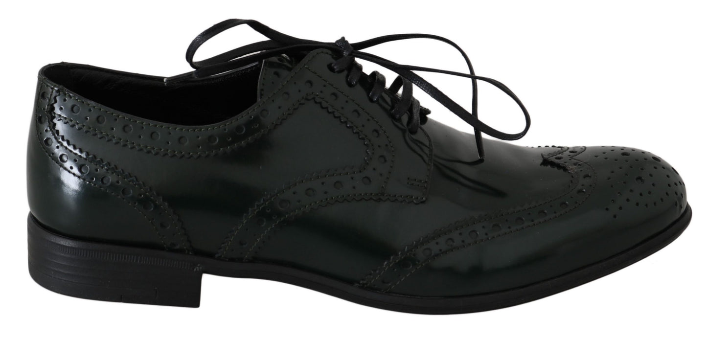 Dolce &amp; Gabbana Broque-Oxford-Wingtip-Schuhe aus grünem Leder