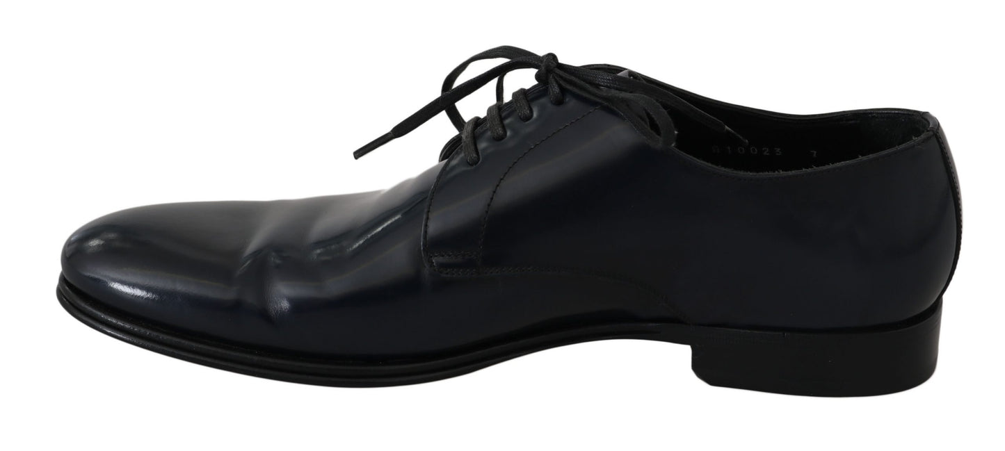 Dolce &amp; Gabbana Robe en cuir bleue Derby Chaussures formelles pour hommes