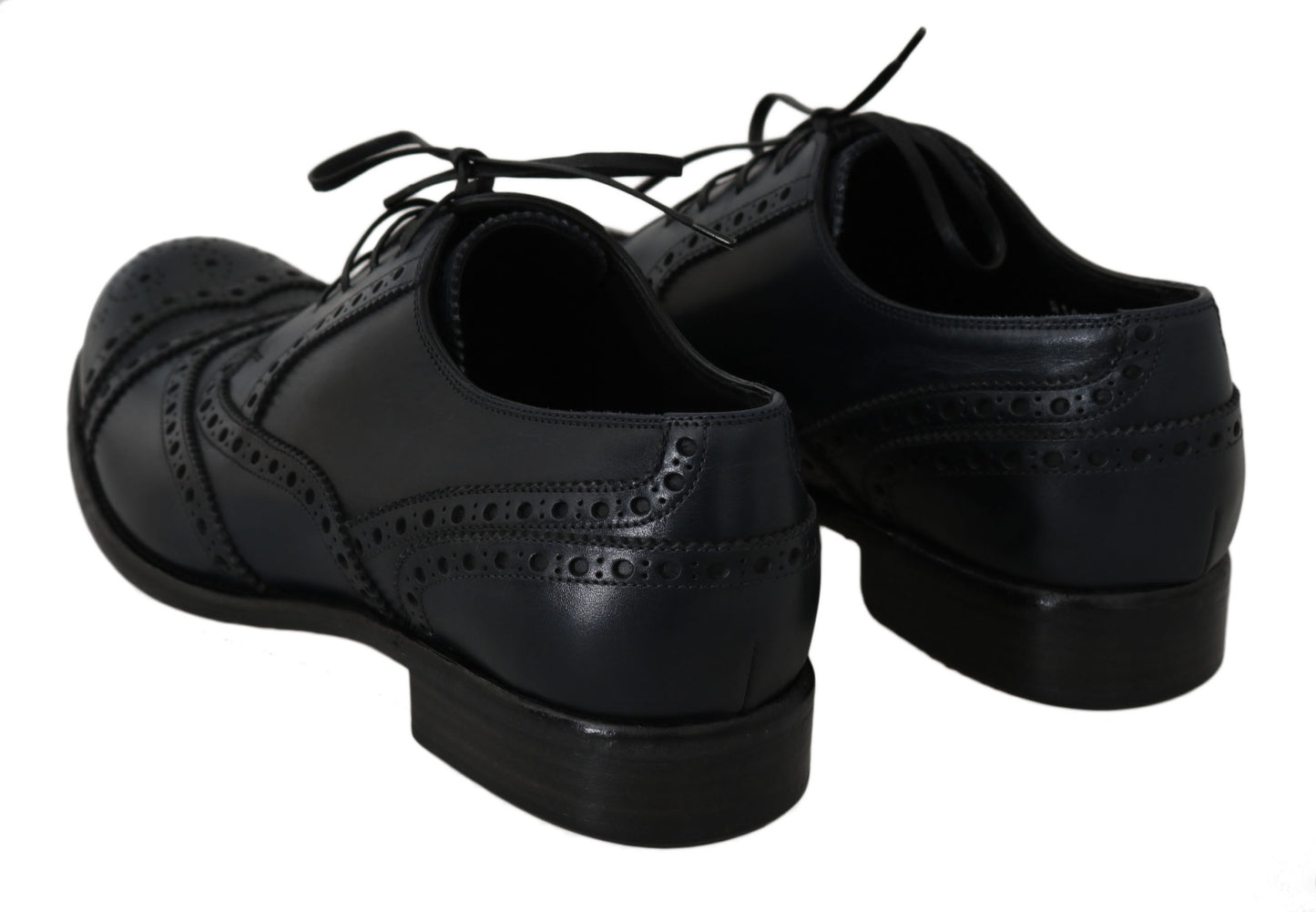 Dolce &amp; Gabbana Chaussures habillées Oxford en cuir bleu foncé à bout d'aile