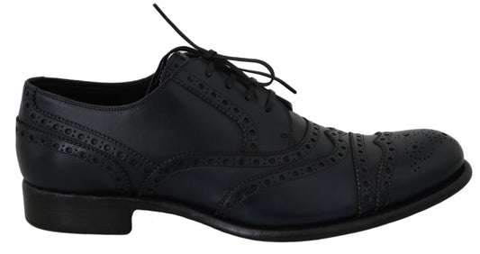 Dolce &amp; Gabbana Dunkelblaue Wingtip-Oxford-Kleiderschuhe aus Leder