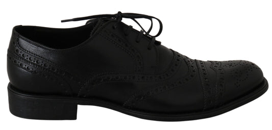 Dolce &amp; Gabbana Chaussures habillées Oxford en cuir noir à bout d'aile