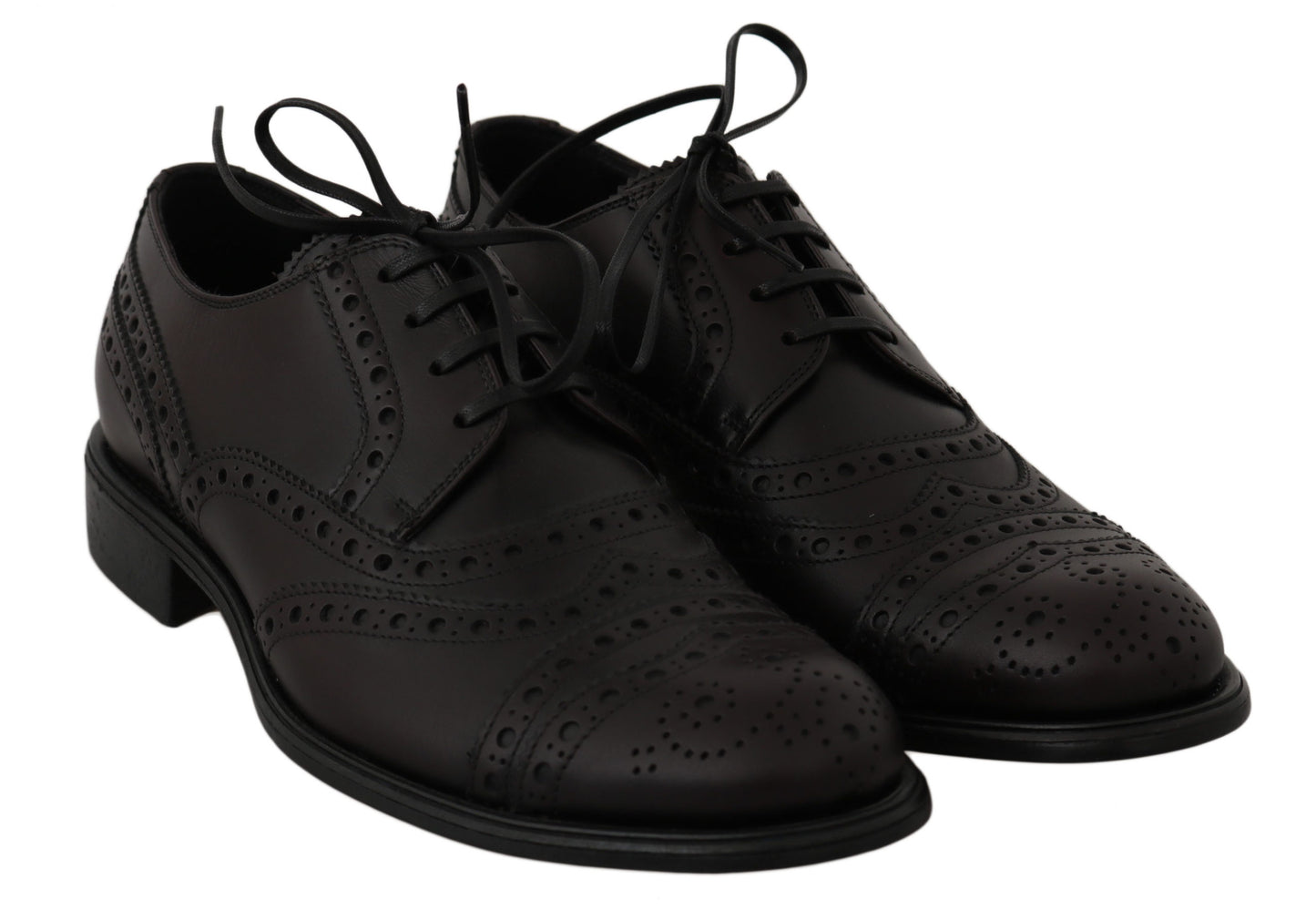 Dolce &amp; Gabbana Chaussures habillées Oxford en cuir noir à bout d'aile