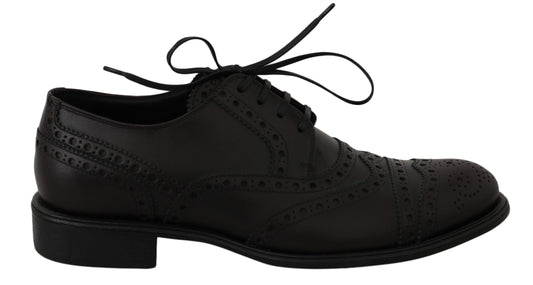 Dolce &amp; Gabbana Chaussures habillées Oxford en cuir noir à bout d'aile