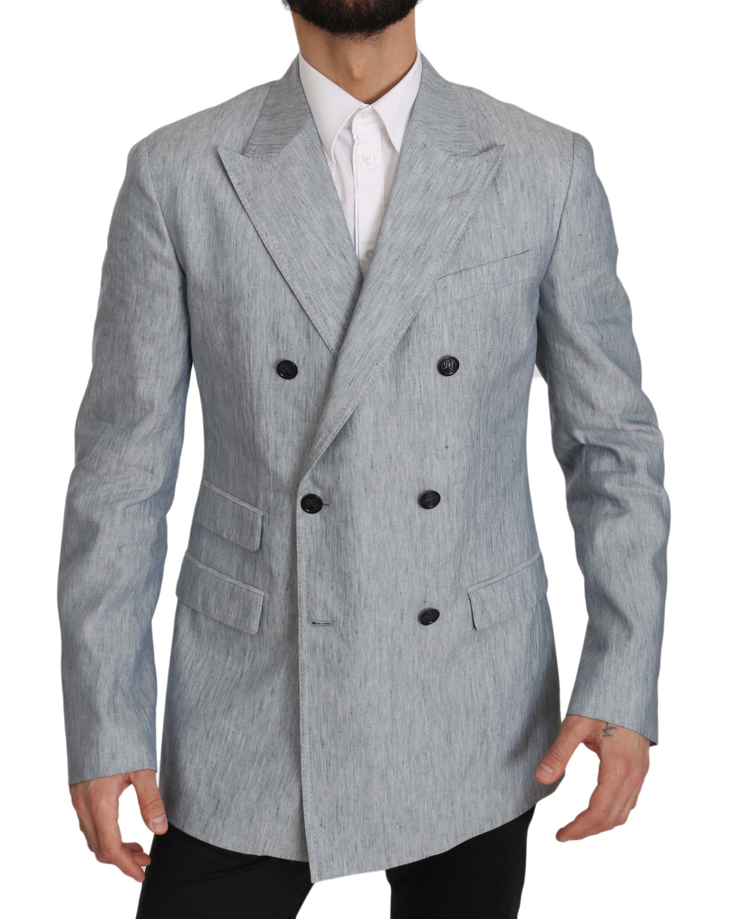 Dolce &amp; Gabbana Blue Flax NAPOLI Jacke Mantel Blazer