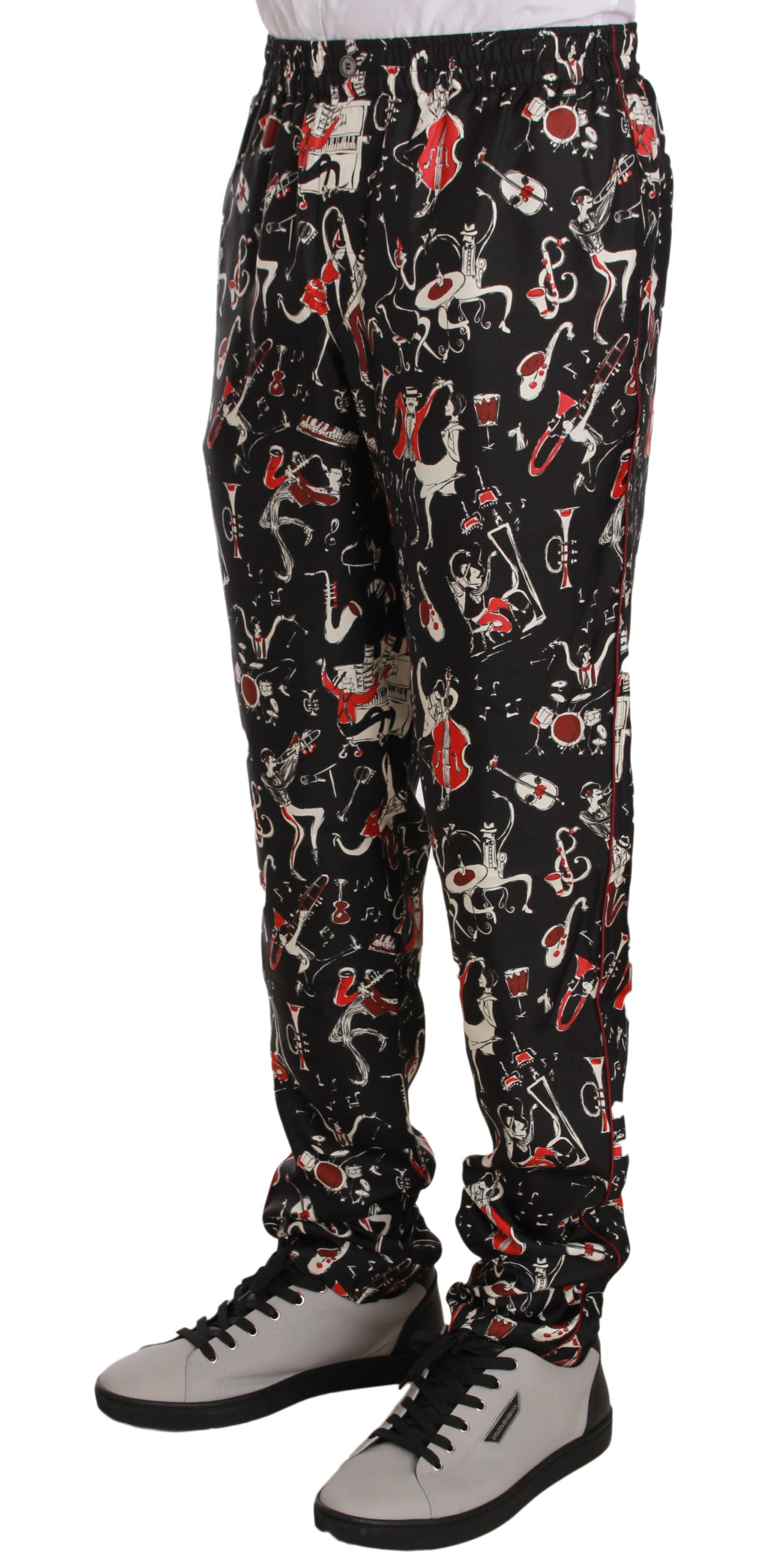 Pantalon de nuit imprimé instrument de musique rouge Dolce &amp; Gabbana