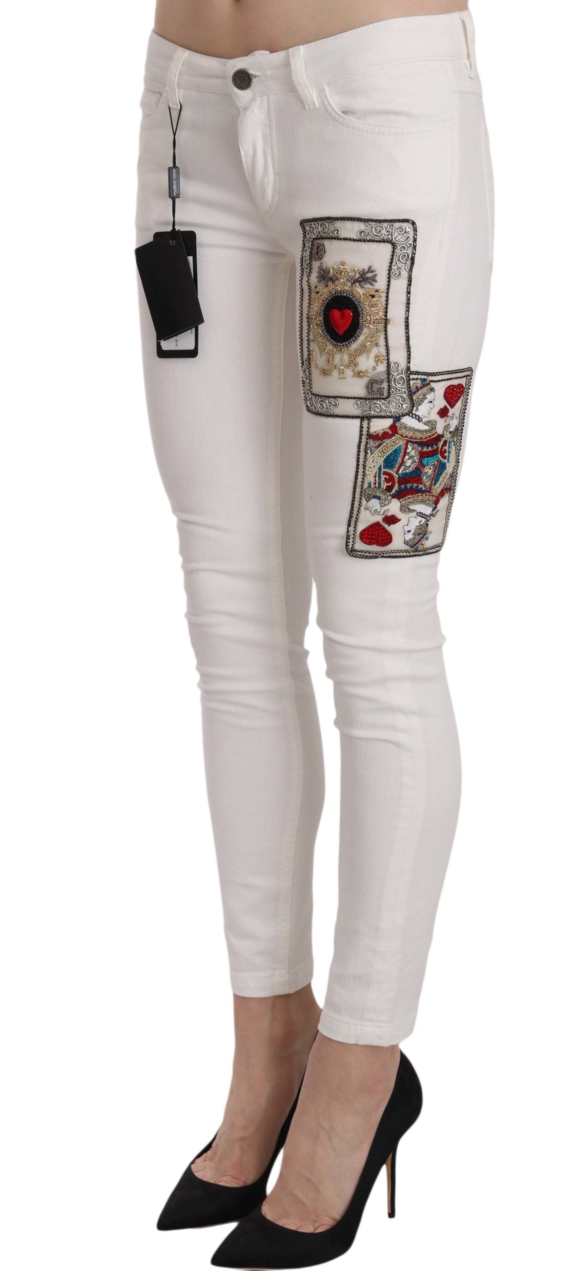 Dolce &amp; Gabbana - Jean skinny en cristal Queen Of Hearts