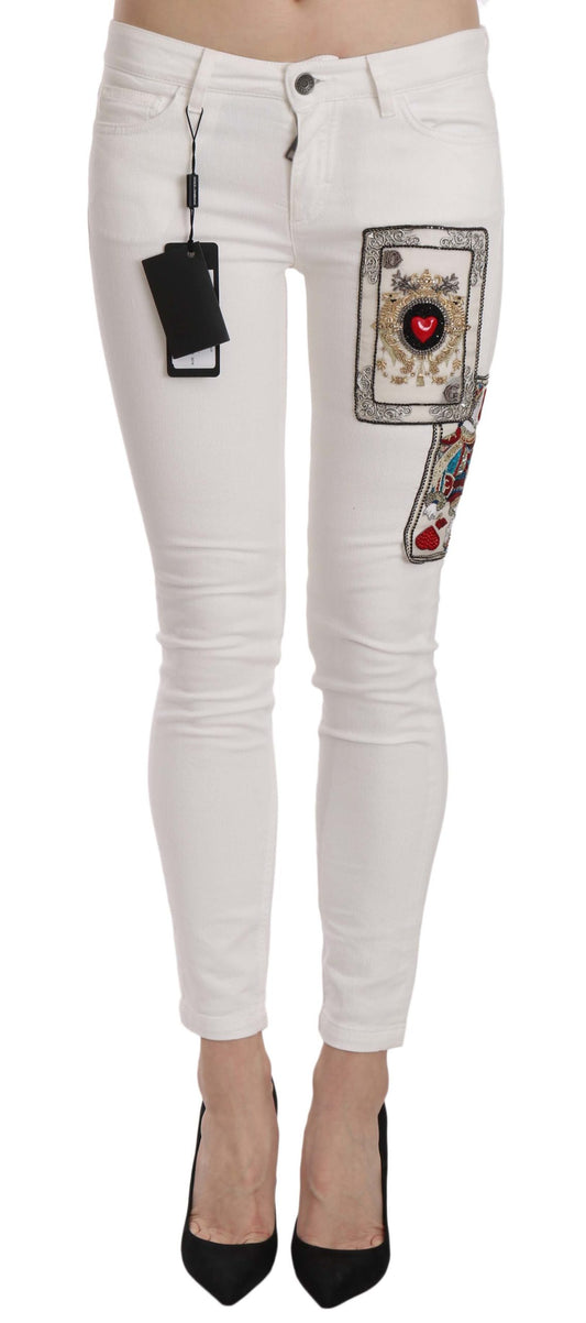 Dolce &amp; Gabbana - Jean skinny en cristal Queen Of Hearts