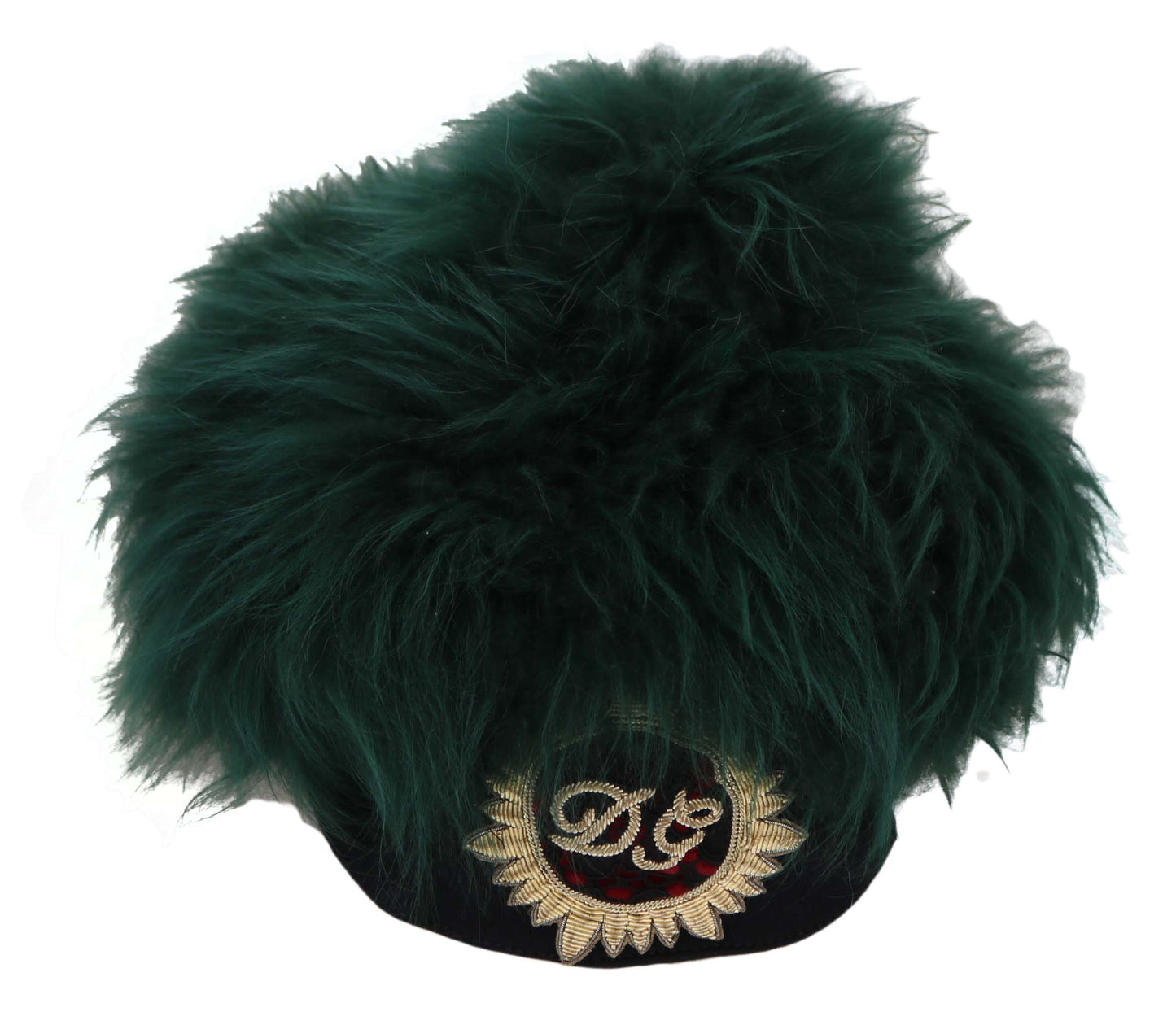 Chapeau cloche brodé avec logo DG en fourrure verte Dolce &amp; Gabbana