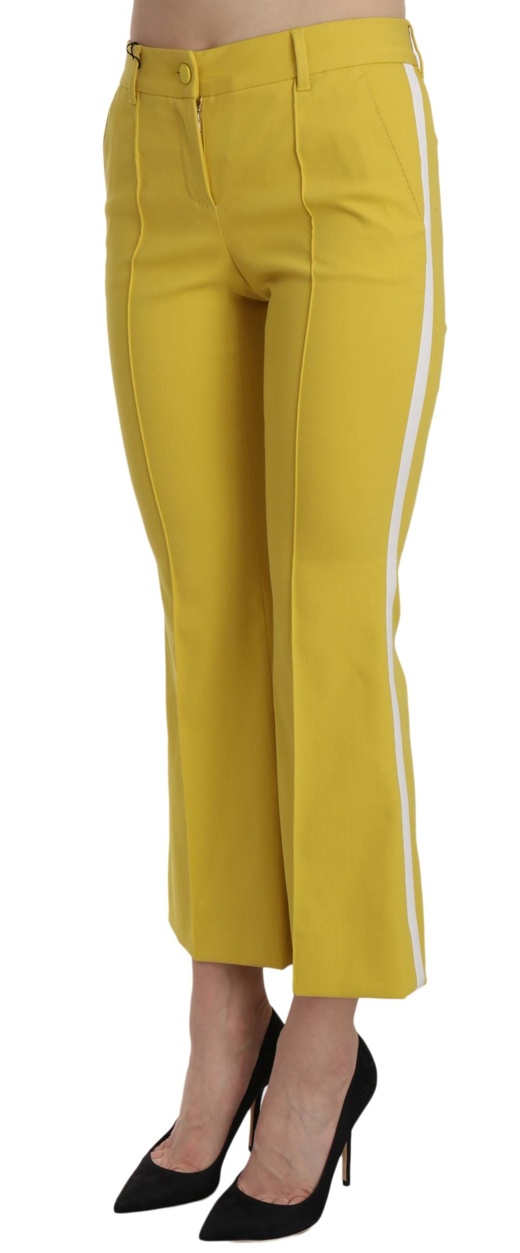 Dolce & Gabbana Chic Yellow Flare Pants for Elegant Evenings