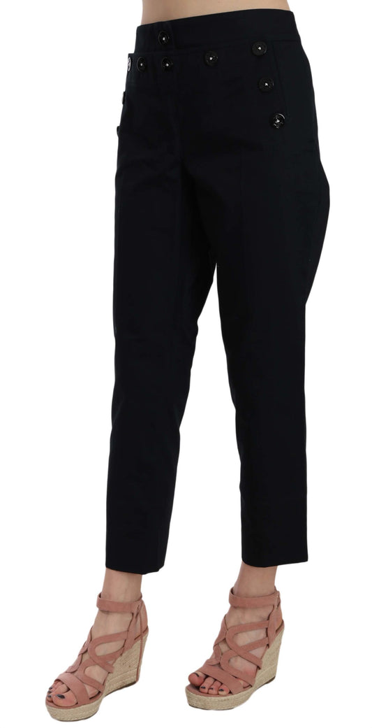 Dolce &amp; Gabbana Pantalon court noir orné de boutons sur le devant