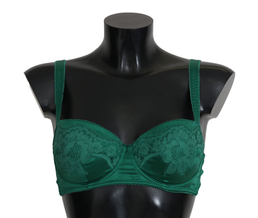 Dolce &amp; Gabbana Sous-vêtements de soutien-gorge en dentelle florale extensible en soie verte