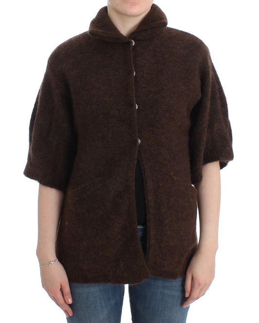 Cavalli Cardigan tricoté en mohair marron