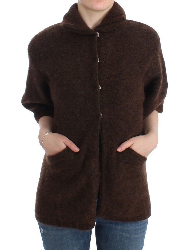 Cavalli Cardigan tricoté en mohair marron