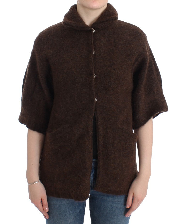 Cavalli Cardigan tricoté en mohair marron