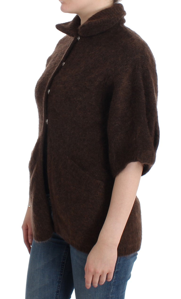 Cavalli Cardigan tricoté en mohair marron