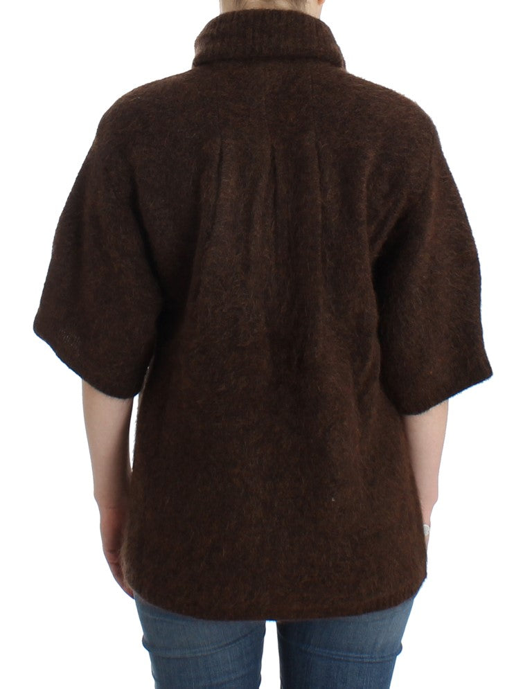 Cavalli Cardigan tricoté en mohair marron