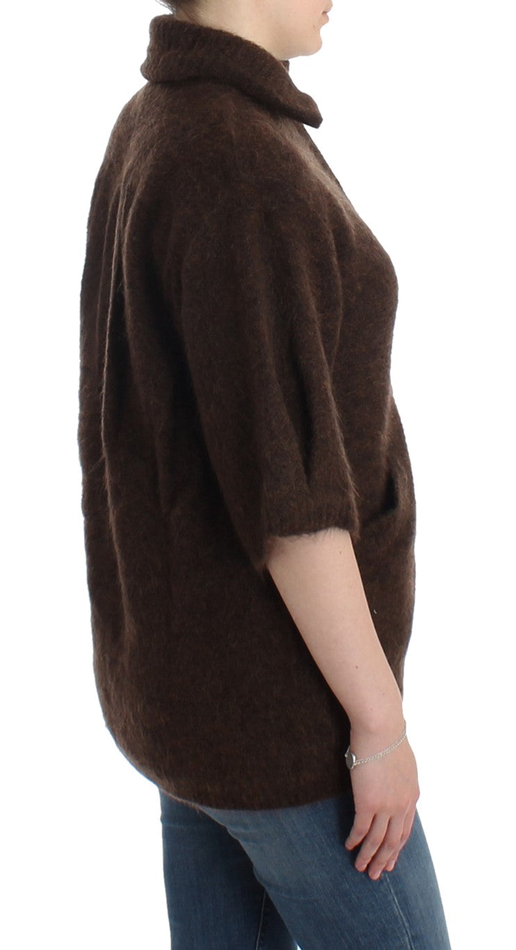 Cavalli Cardigan tricoté en mohair marron