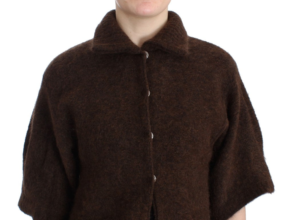 Cavalli Cardigan tricoté en mohair marron