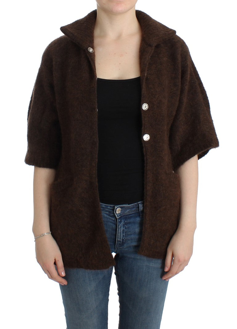 Cavalli Cardigan tricoté en mohair marron